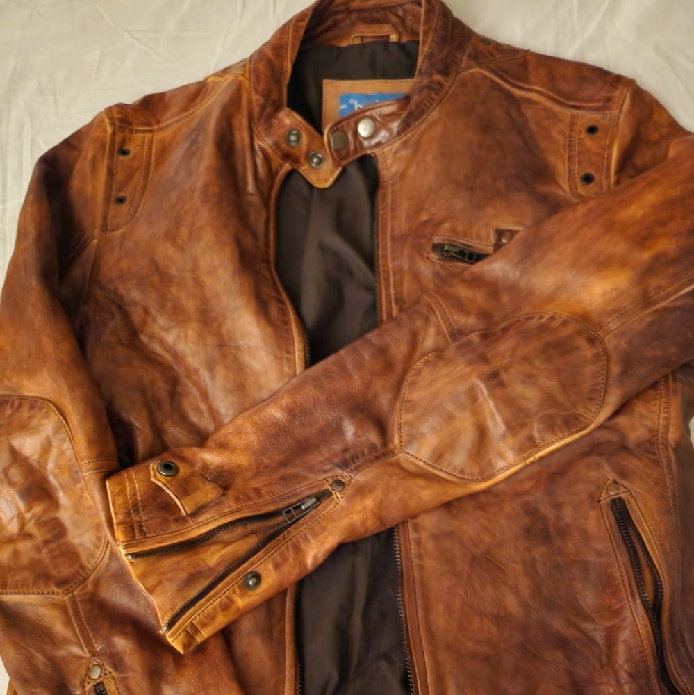 Brown leather jacket